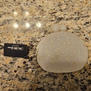 VINTAGE NWT SAKS FIFTH AVENUE GOLD GLITTER KISSLOCK CHANGE HOLDER COIN PURSE BAG